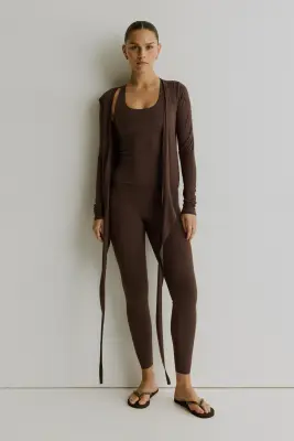 Top de sport croisé en modal - Moka chocolat — photo 2