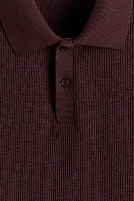Polo Slim Fit en maille gaufrée - Bordeaux — photo 4