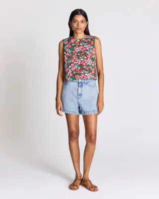 Top Roda imprimé Liberty rose et bordeaux — photo 2