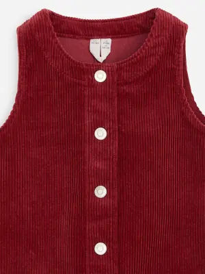 Robe en velours côtelé de coton - Rouge foncé — photo 2