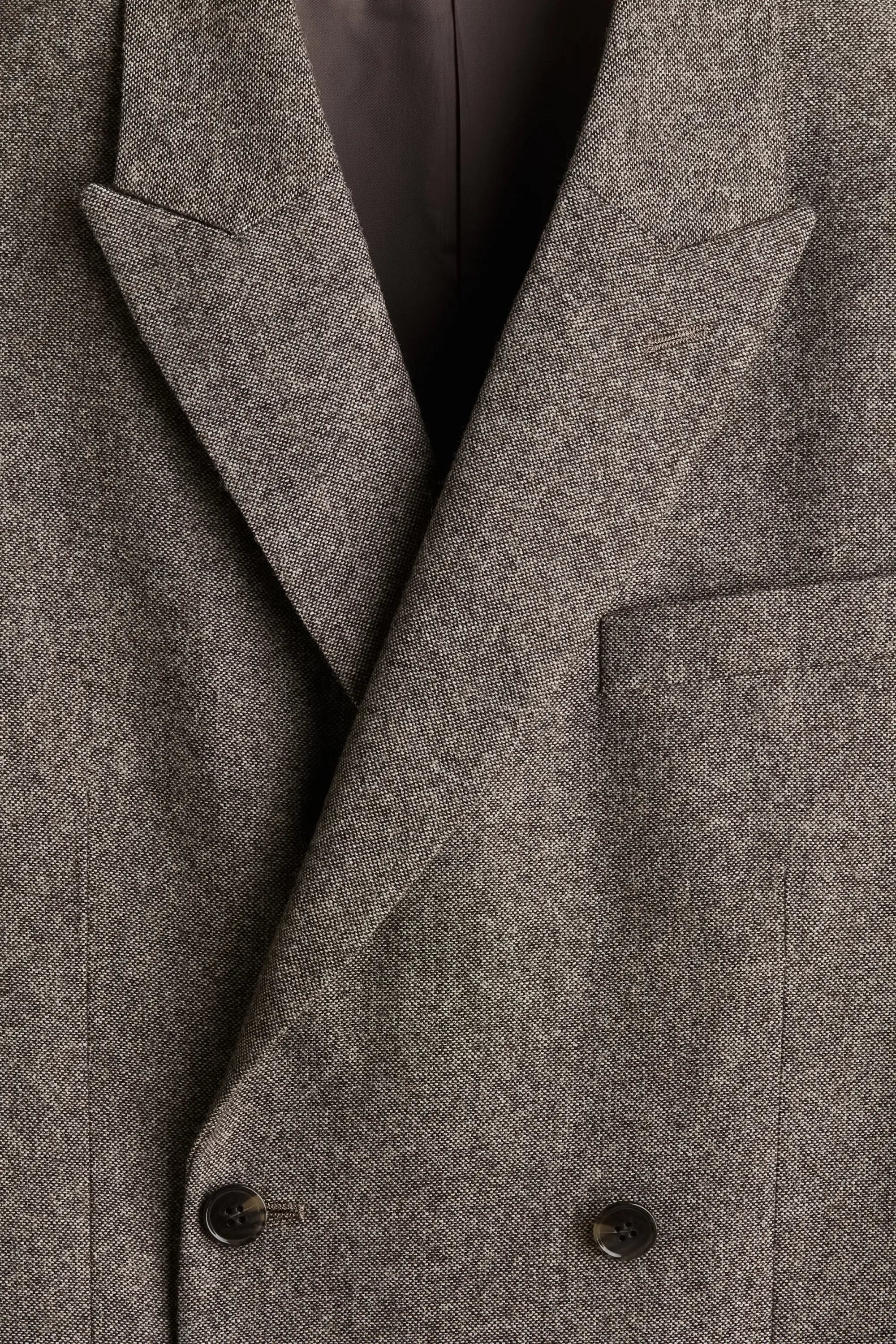 Veste croisée Regular Fit en laine mélangée - Beige foncé chiné