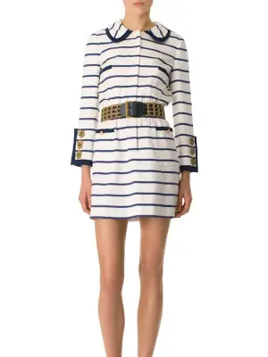 Robe marinière manches longues en soie rayée bleu marine et blanche Prix boutique 2000€ Taille 40 — photo 2