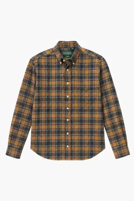 Chemise en flanelle tweed à carreaux - Jaune — photo 1
