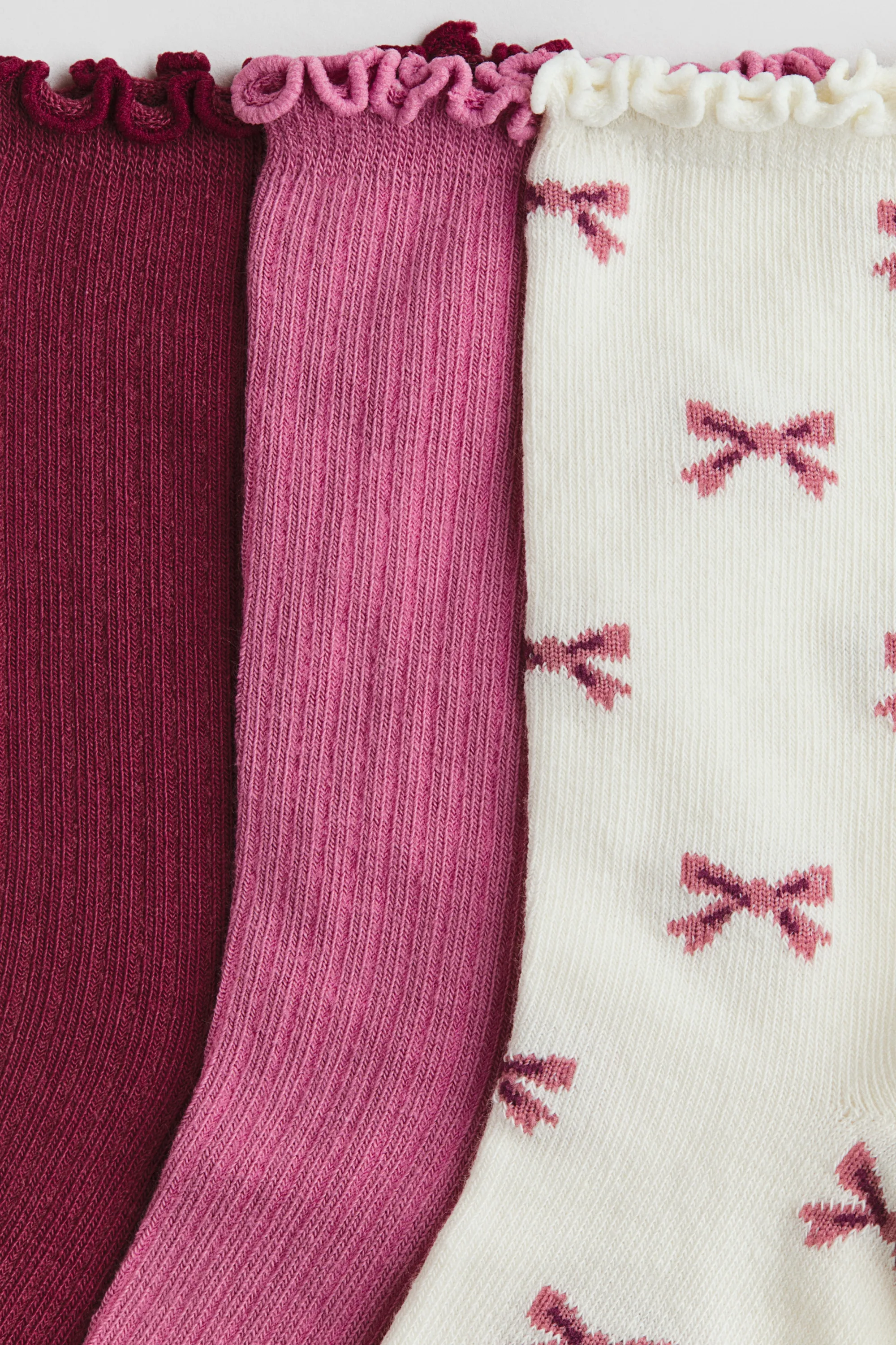 Lot de 3 paires de chaussettes volantées - Violet bruyère/nœuds