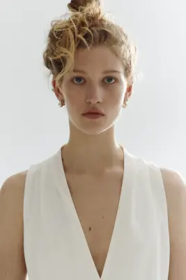 Robe portefeuille en lin mélangé - Crème — photo 2