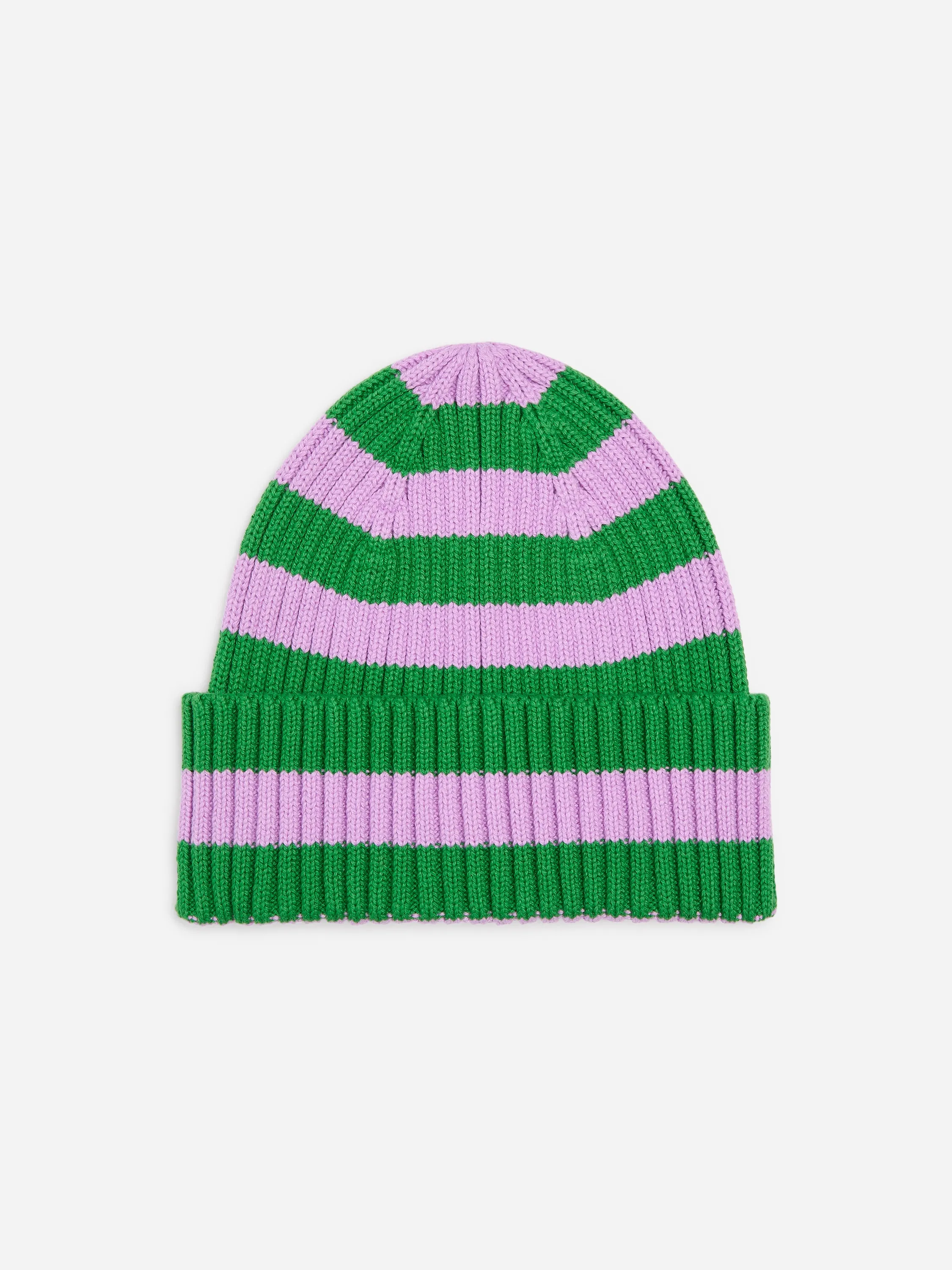 Bonnet en tricot côtelé - Mauve/Vert
