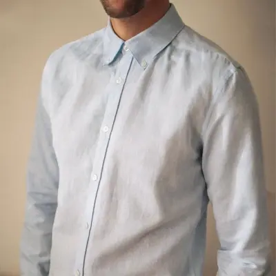 Chemise lin coton bleu clair Paulin — photo 1