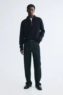 Polo Regular Fit en laine - Bleu marine — photo 2
