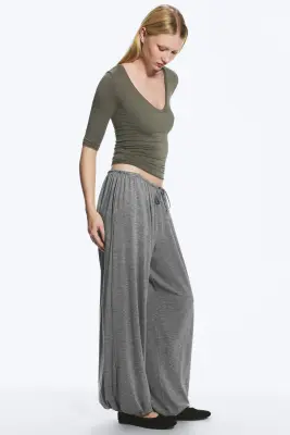 Pantalon bouffant mi-haut doux - Gris chiné — photo 4