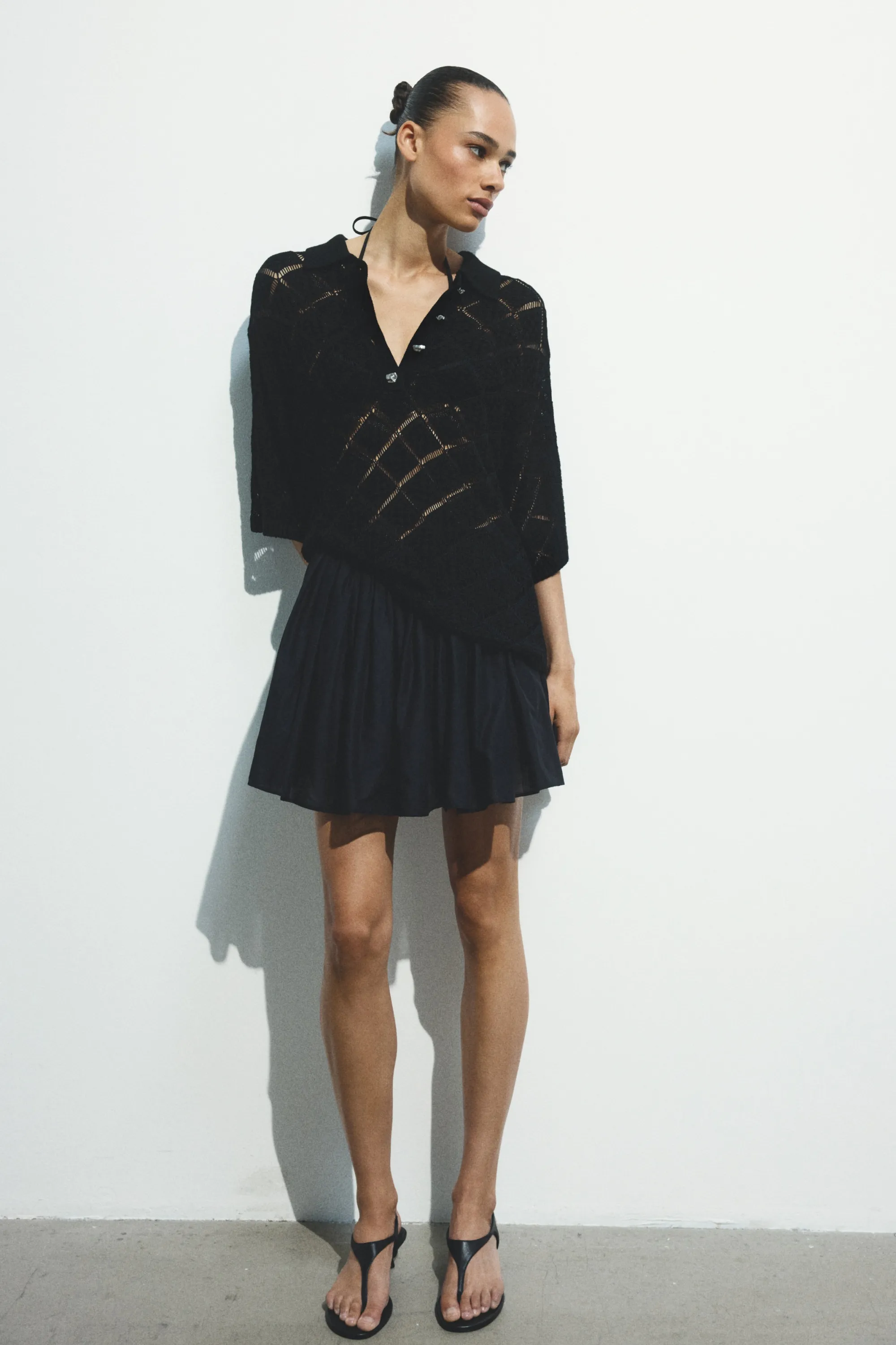 Polo façon crochet - Noir