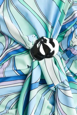 Robe dos nu avec jupe évasée - Turquoise/motif — photo 4