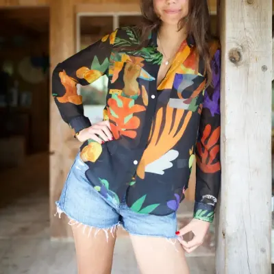 Chemise en coton et soie Nero frutad - G.Kero — photo 2