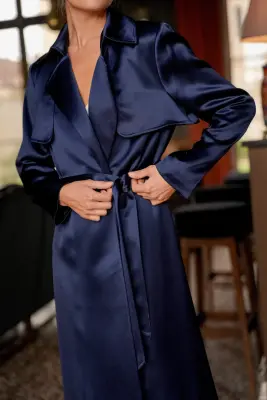 Cameron Satin Trenchcoat - Dark blue — photo 5
