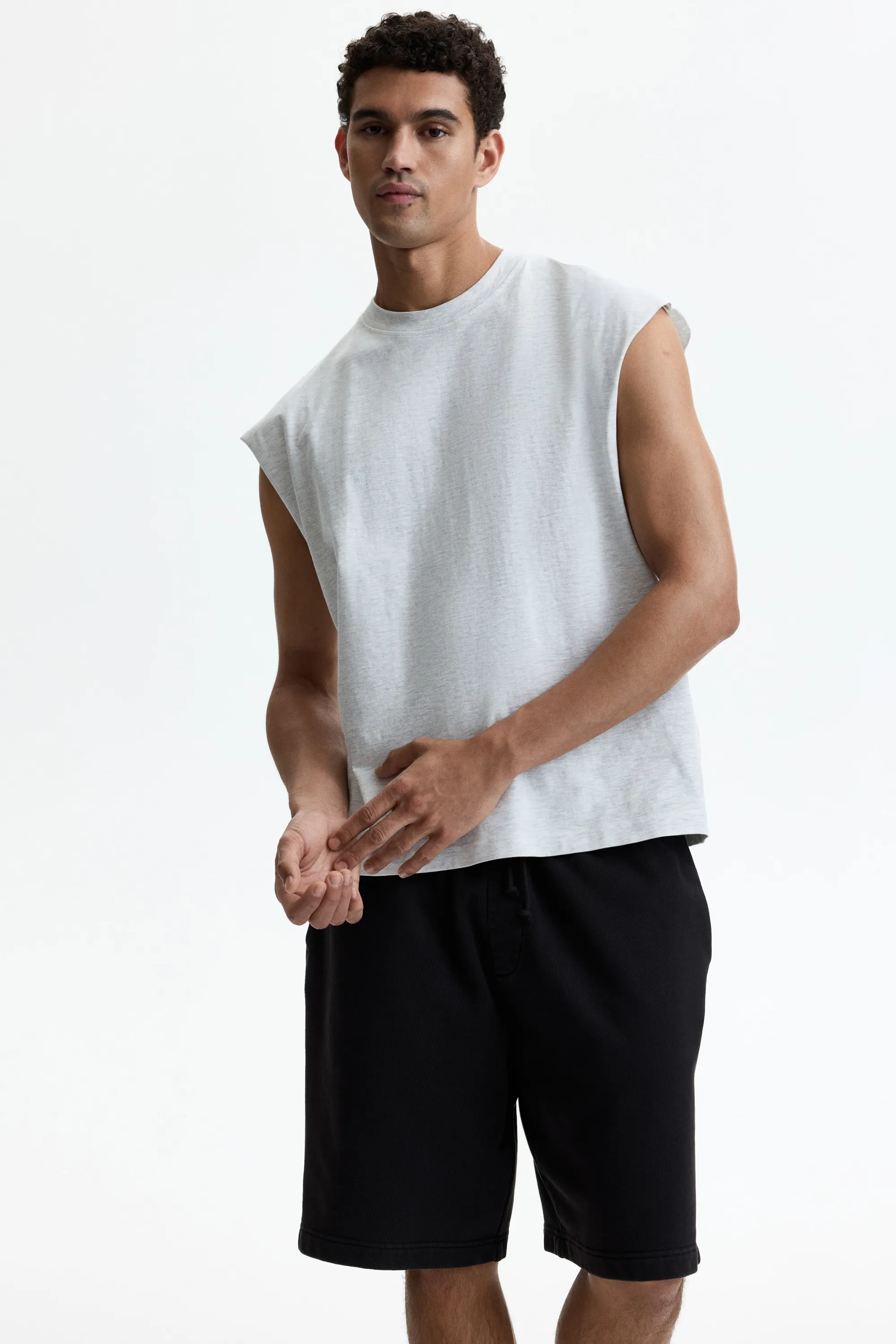 Débardeur Relaxed Fit en coton - Gris clair chiné