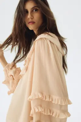 MAMA Frill-trimmed chiffon blouse - Beige — photo 3