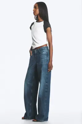 Jean jambe large taille basse Ample - Sailor Blue - Bleu moyen — photo 2