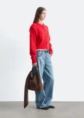 Cardigan en laine et coton - Rouge — photo 5