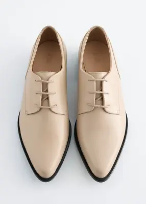 Chaussures derbies en cuir - Couleur crème — photo 4