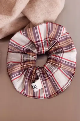 Chouchou Billy XL tartan rouge et beige — photo 3