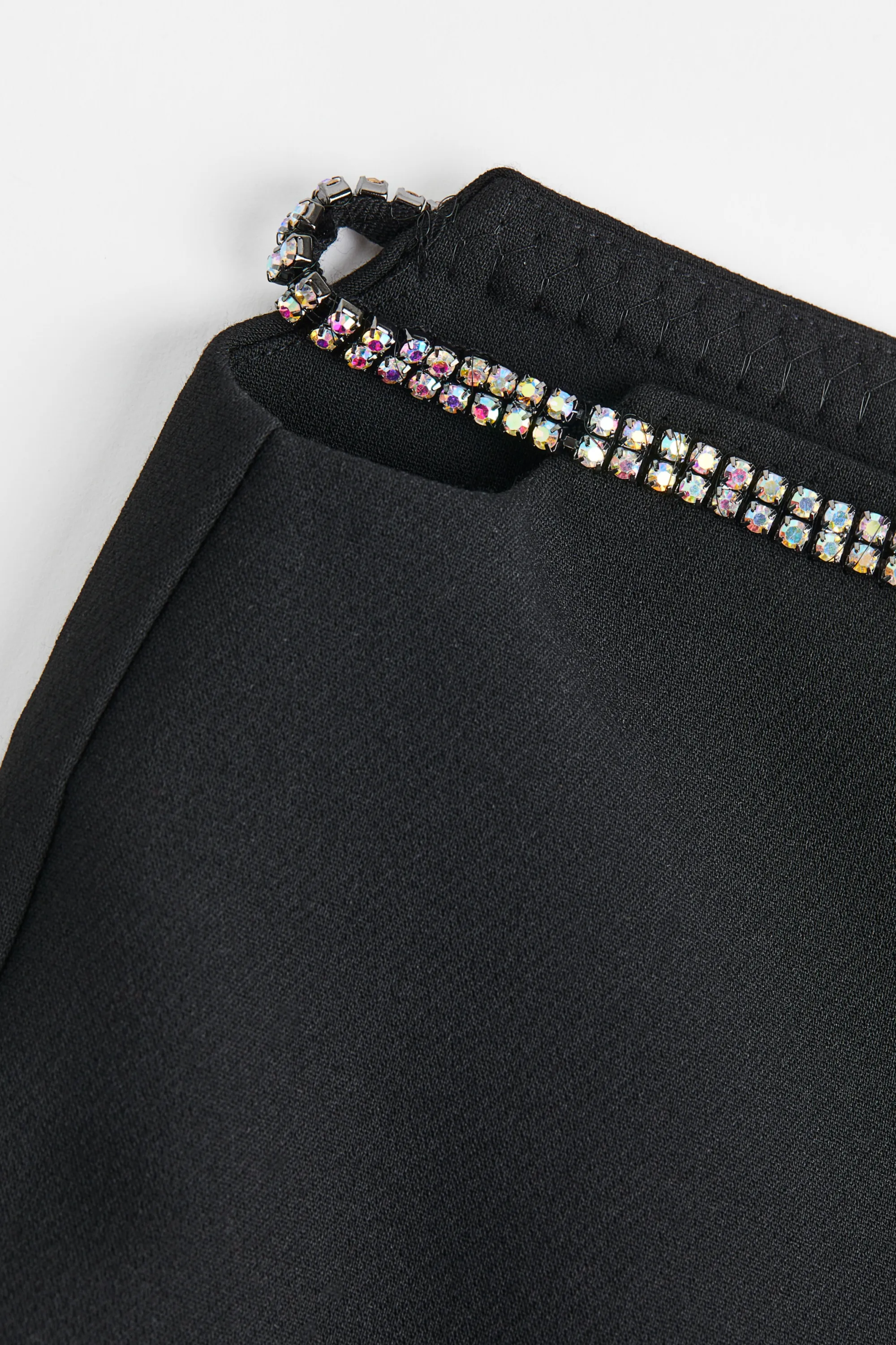 Pantalon avec ceinture à strass - Noir/strass