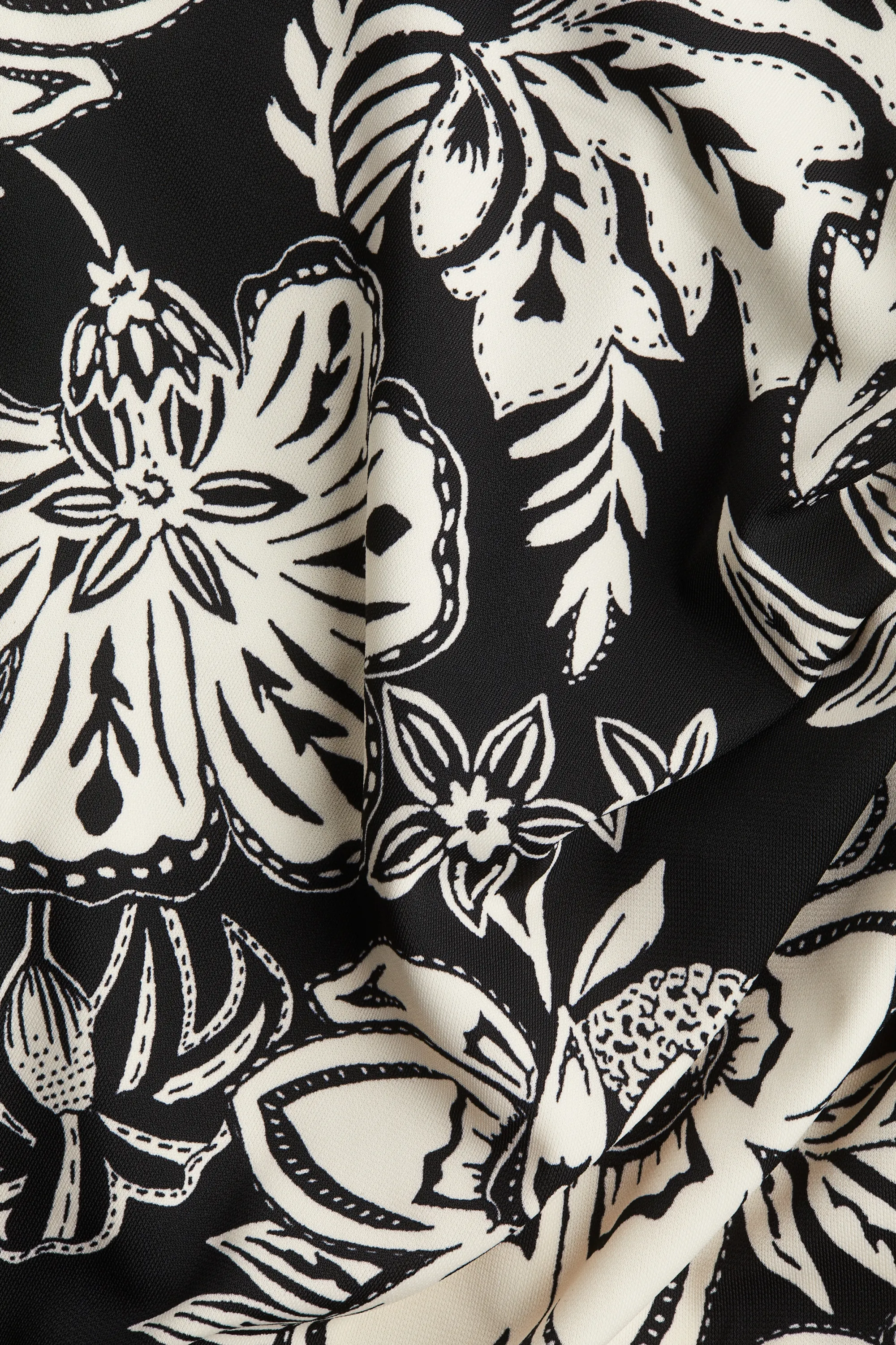 Robe à bretelles fines en interlock - Noir/fleuri