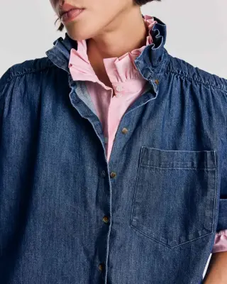 Chemise Léonor bleu chambray foncé — photo 2