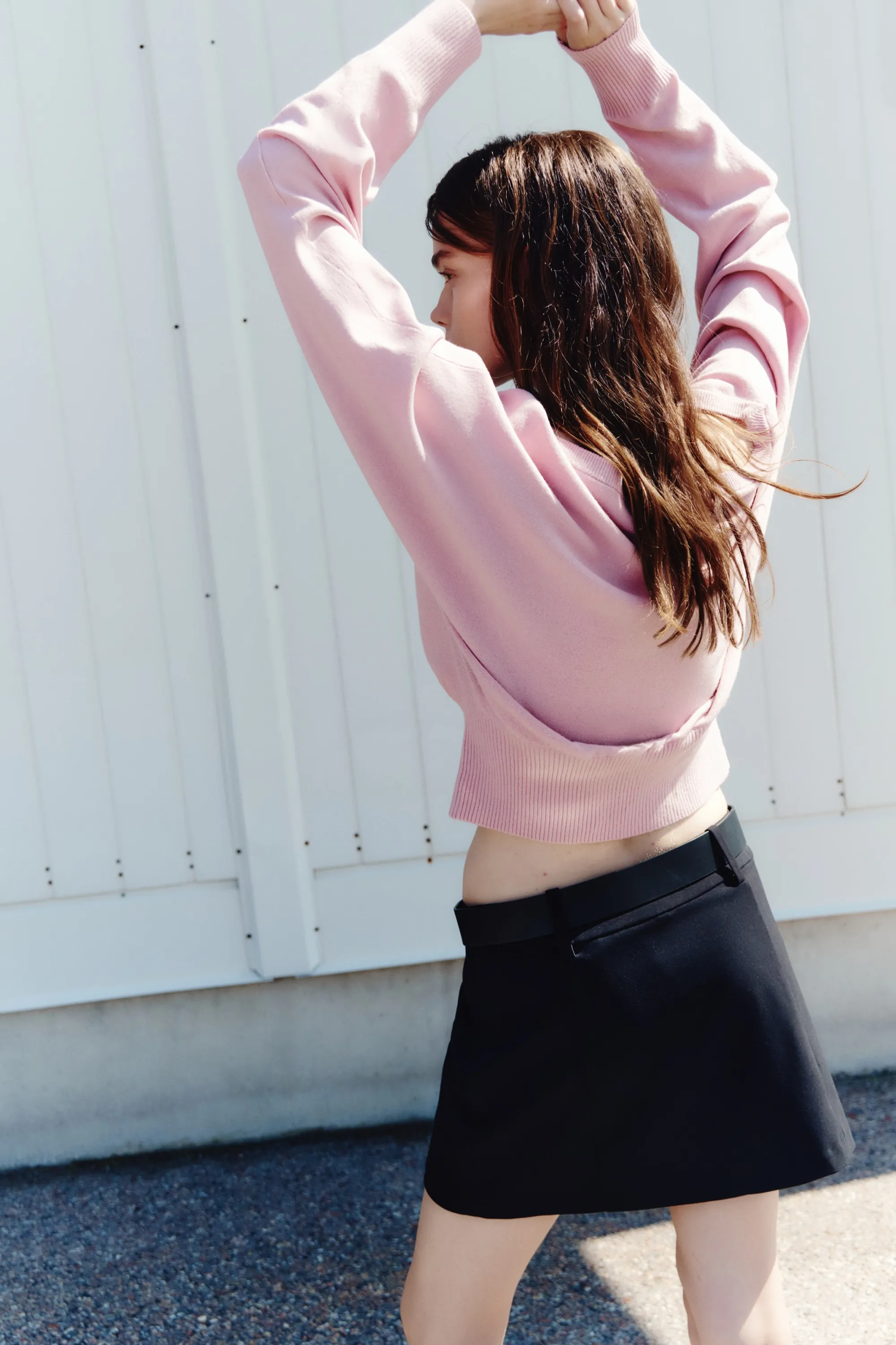 Pull en maille fine à manches chauve-souris - Rose