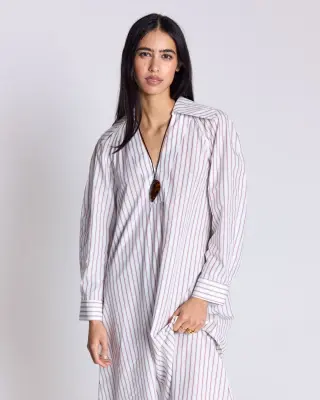 Robe Segolene rayures rouge fond blanc — photo 3