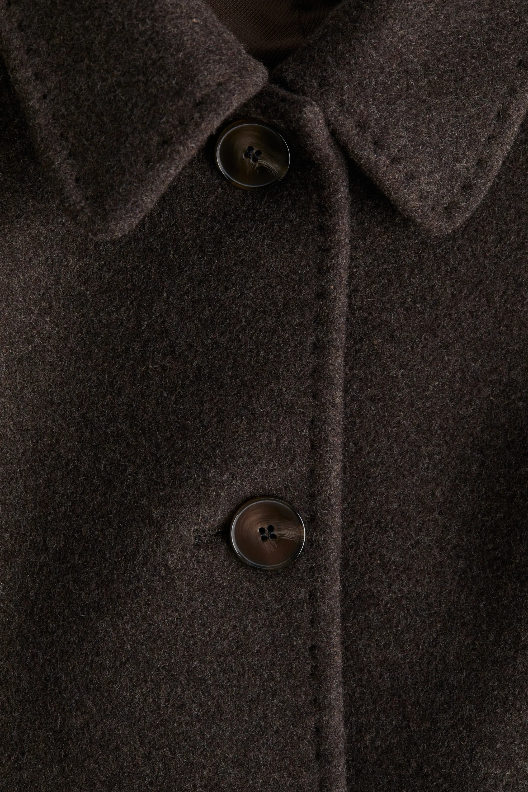 Manteau 3/4 en laine mélangée - Marron foncé