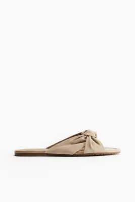 Sandales en cuir avec détail noué - Beige — photo 1