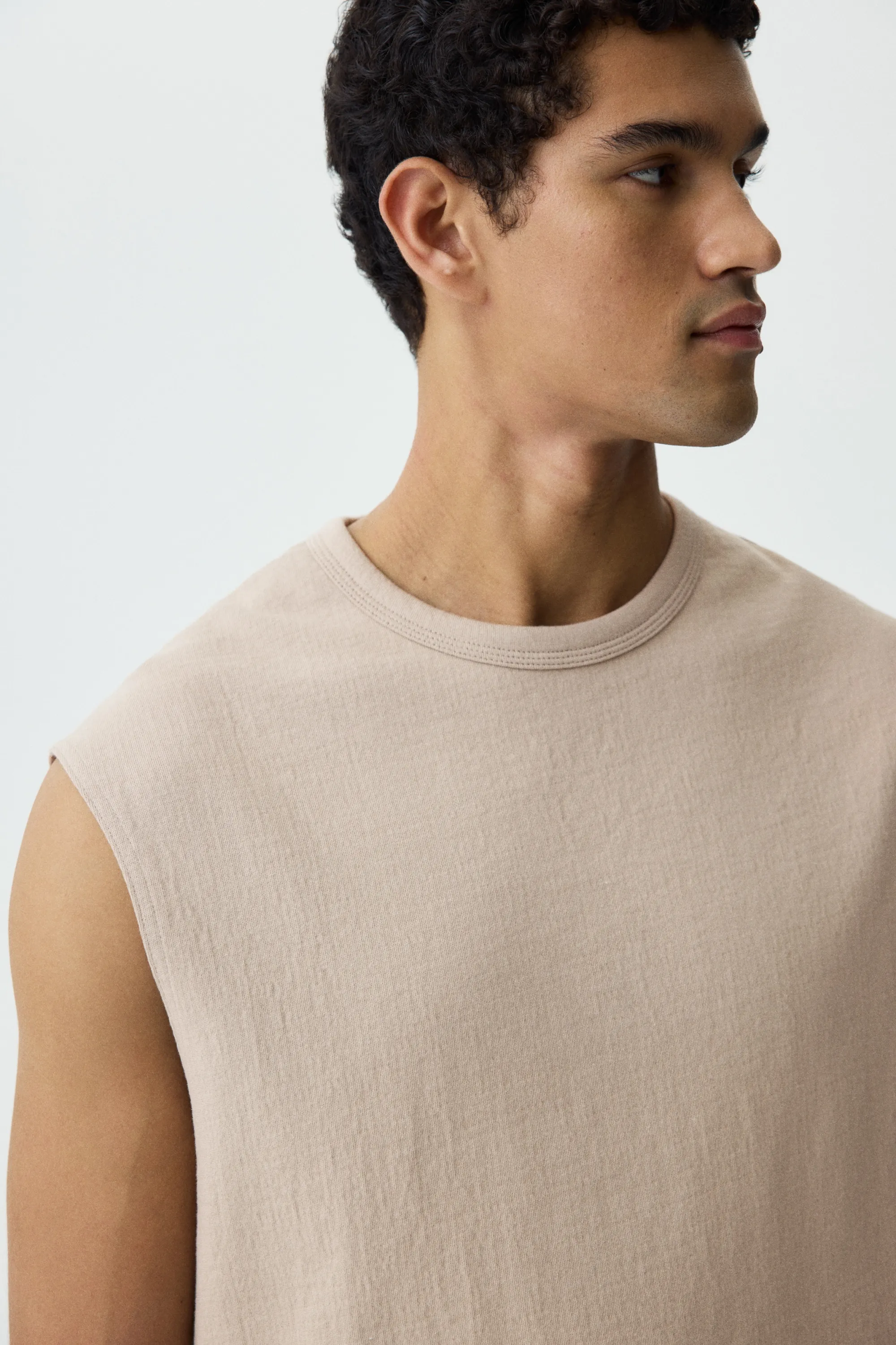 Débardeur Relaxed Fit en jersey - Taupe clair