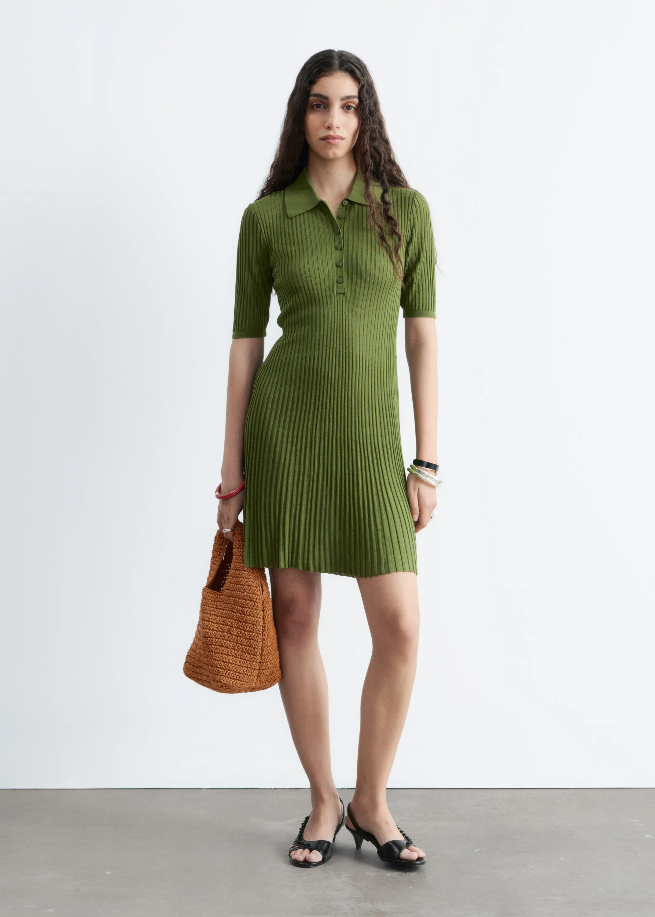 Robe courte en maille - Vert