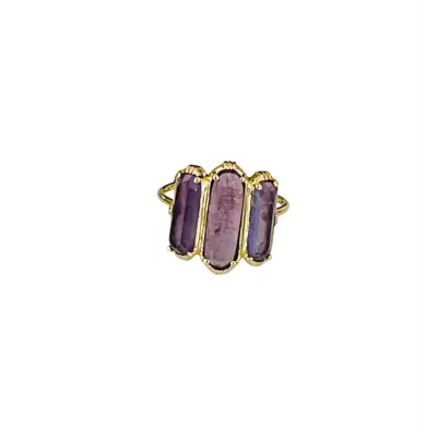 Bague grandes barrettes améthyste violette  - Au Fil de Lo — photo 2