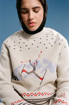 Pull Lucette écru et bleu Balzac Paris x Pyrenex — photo 4