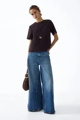T-shirt en coton pima - Marron foncé — photo 1