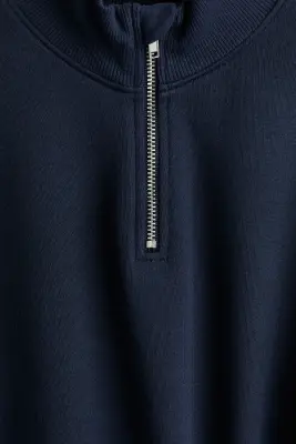 Sweat à l'intérieur brossé avec col zippé - Bleu marine — photo 3