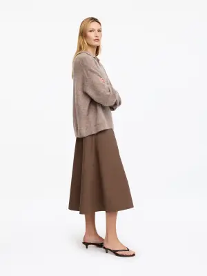 Jupe cercle en coton - Taupe foncé — photo 2