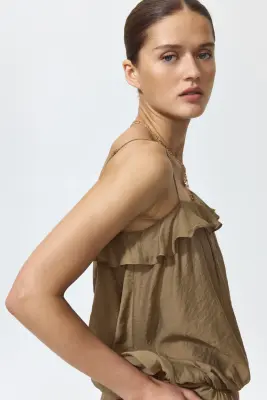 Robe asymétrique volantée - Vert kaki — photo 2