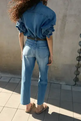 Mom High Waist Ankle Jeans - Bleu denim — photo 4
