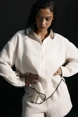 Chemise de plage oversize - Crème — photo 2
