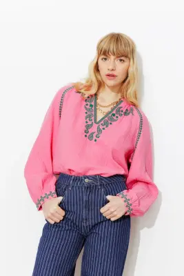 Blouse brodée gaze de coton — photo 2
