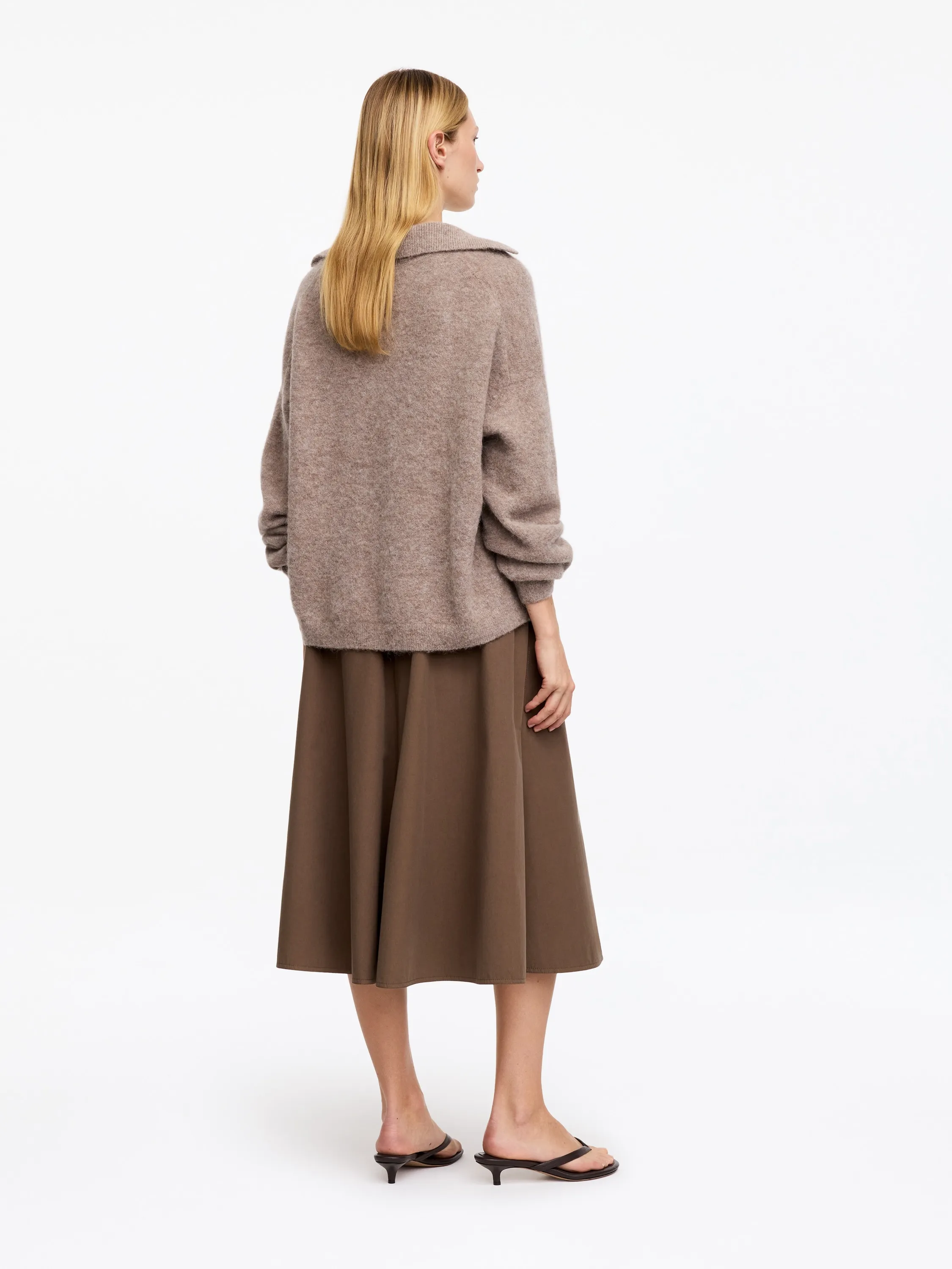 Jupe cercle en coton - Taupe foncé