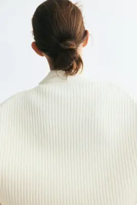Gilet croisé en laine mélangée - Crème — photo 3