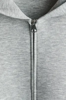Veste à capuche zippée Loose Fit en scuba - Gris chiné — photo 5