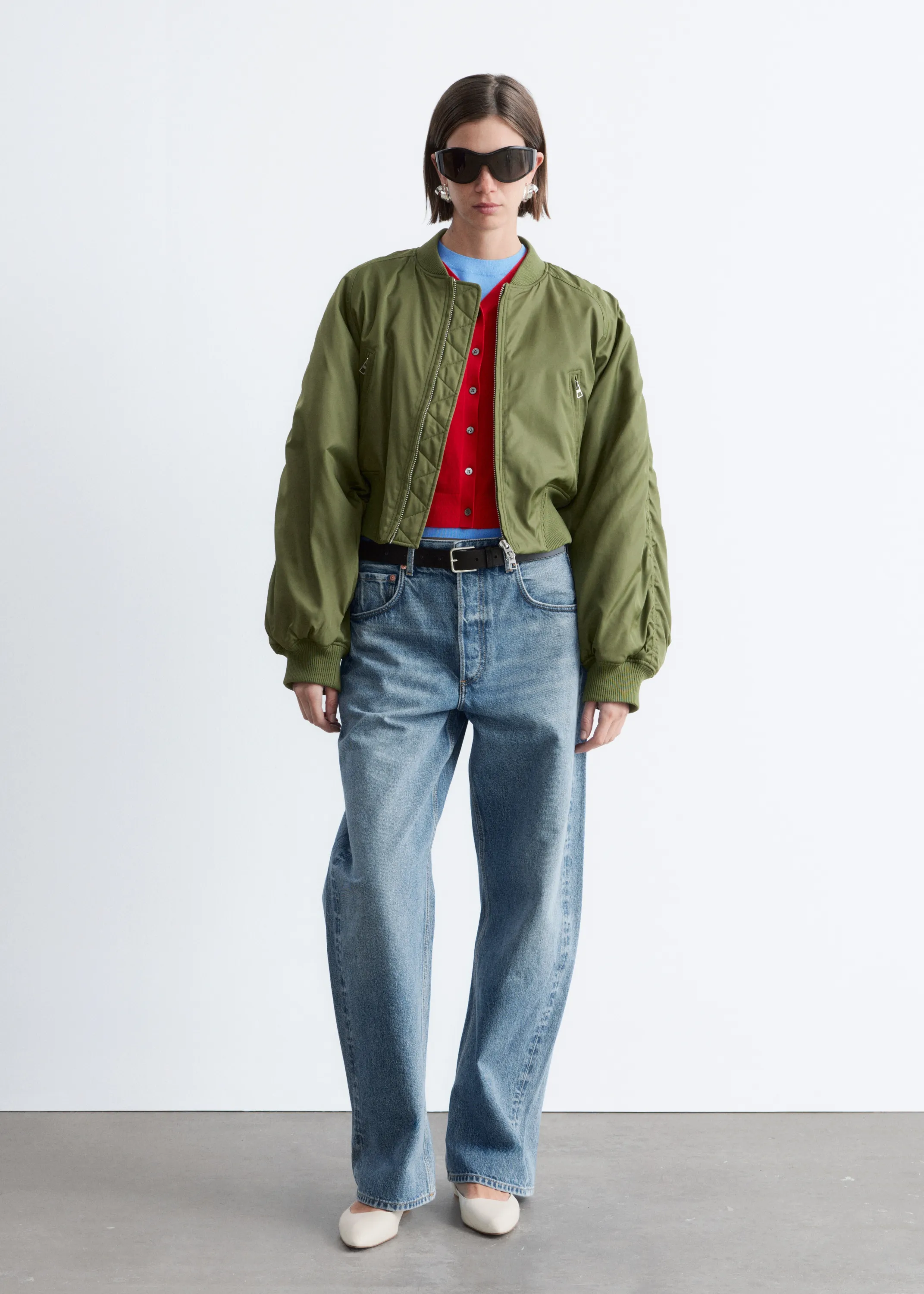 Veste style bomber courte - Vert kaki