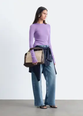 Haut en maille unie de laine - Lilas — photo 3