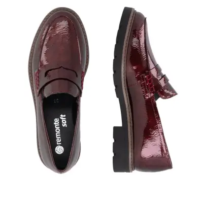 Mocassins Remonte D2Q05-35 Bordeaux - Vernis Synthétique Talon Bloc Grande Pointure Femme — photo 5
