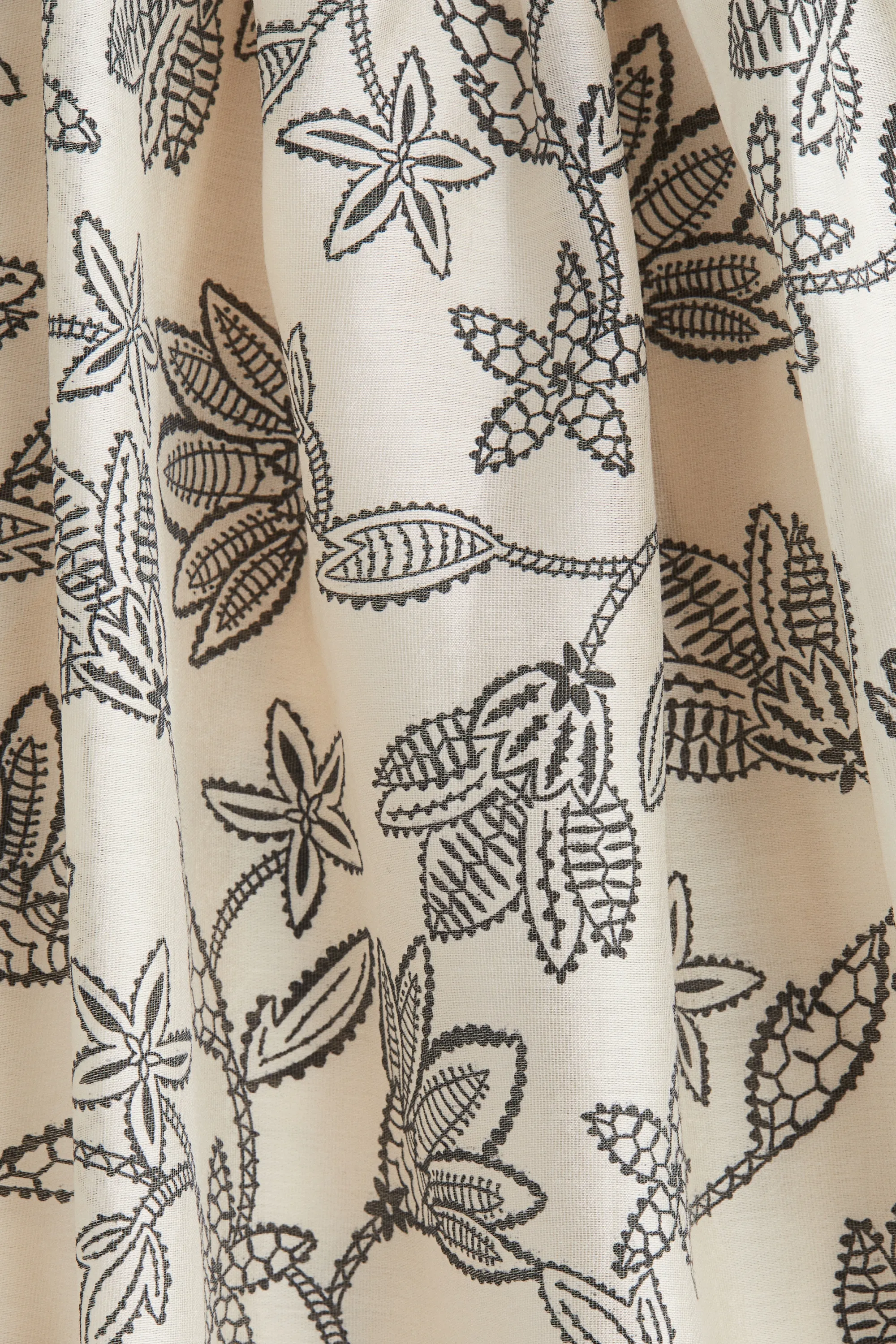 Robe smockée - Crème/noir/fleuri