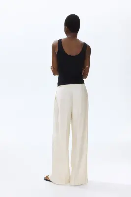 Pantalon chic à jambes larges - Crème — photo 3