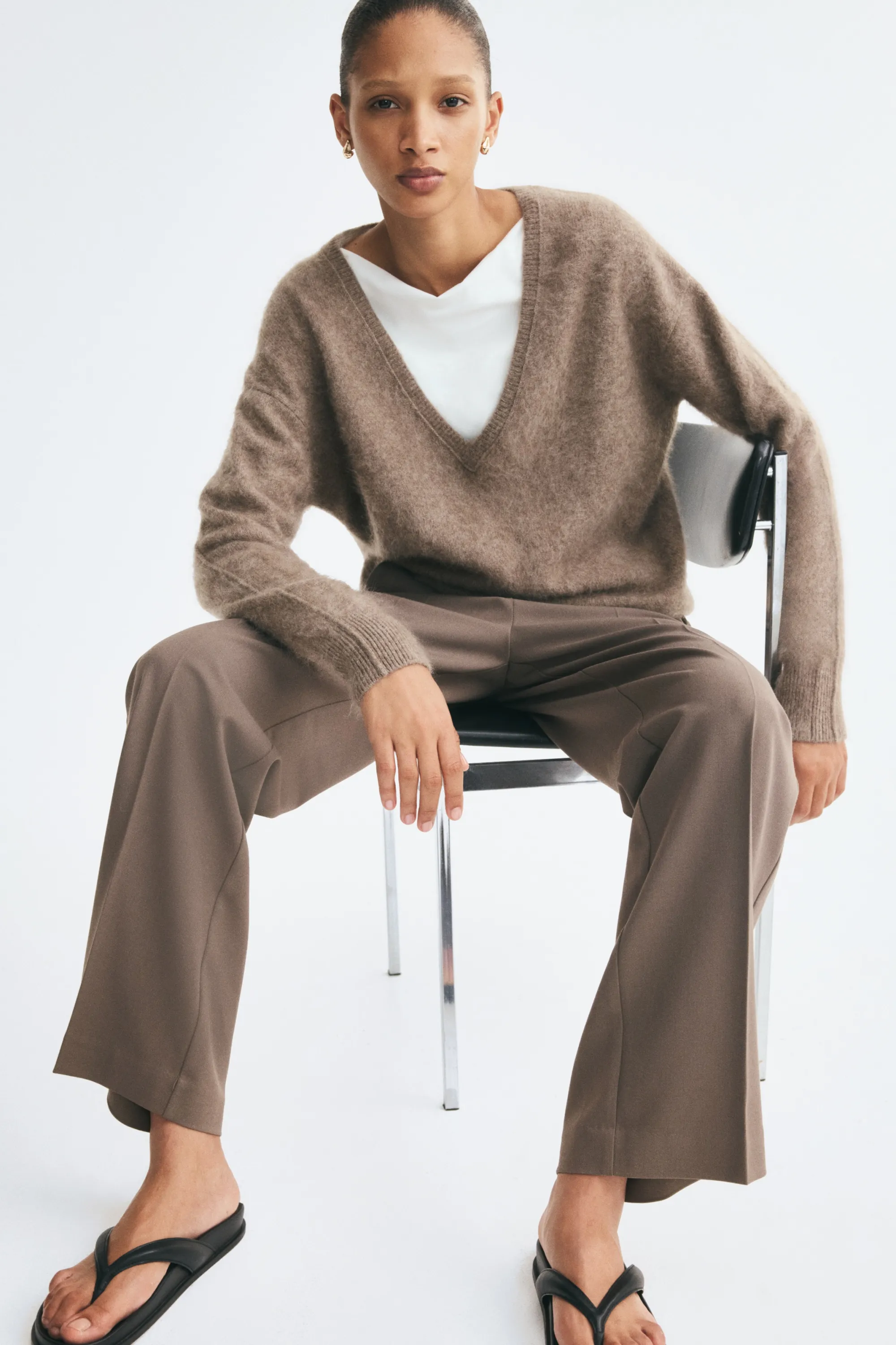 Pantalon droit en twill - Taupe foncé